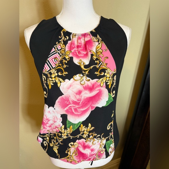 New York & Company Tops - Floral Black and Pink Women's Top size XS